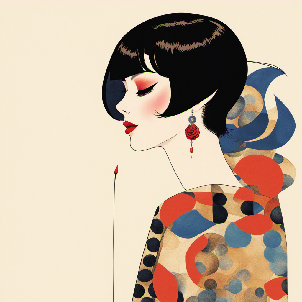 <lora:CH:1>,tj,1girl,solo,closed eyes,black hair,profile,makeup,red lips,short hair,lipstick,simple background,lips,flat color,closed mouth,