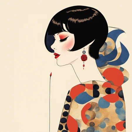 <lora:CH:1>,tj,1girl,solo,closed eyes,black hair,profile,makeup,red lips,short hair,lipstick,simple background,lips,flat color,closed mouth,