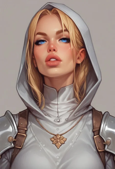 extremely detailed, blonde, knight, hood, high detailed blue eyes, 18yo girl, (((small lips)))
((full-clothed armor)), ((long big sword in hands, long sword in hands)), medieval style
BREAK
strange world background score_9, score_8_up, score_7_up, score_6_up, source_cartoon, rating_explicit, Expressiveh, (((((upper body, portrait))))), dynamic pose