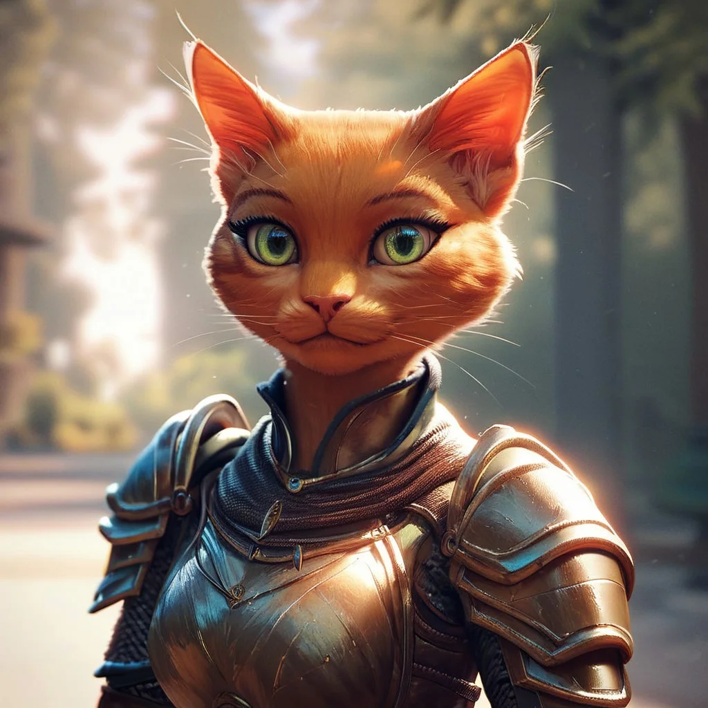 (((beautiful, detailed, high quality))), upper Body, score_9, score_8_up, score_7_up,
tabaxi, tabaxi cat,
1girl, ginger fur, green eyes, armor,
looking at the viewer, posing, blurred background, blurred fantasy background,