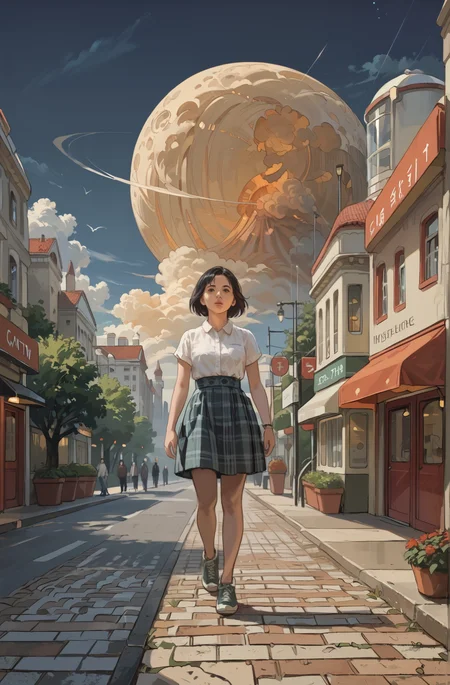 score_9_up, score_8_up, score_7_up, Casual, cell_shading, detailed, detailed background, masterpiece, best quality, highly detailed,
1girl, sidewalk, city, (by night:1.2) partial cloudy,
BREAK
grass,
BREAK
short hair, bob, thinking, (checkered skirt), casual style, black hair, parted lips, walking,
original,
<lora:incase---1:0.4> <lora:invincible_v2:1> invncbl, artbook illustration