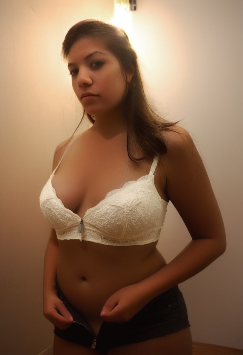 score_9, score_8_up, candid photograph, photo_0019.jpg, shallow depth of field, highly detailed, high budget, cinemascope, OverallDetail, 2000s vintage RAW photo, photorealistic, candid camera, atmospheric lighting, imperfections, natural, warm lighting, intimate,sexy chubby Hispanic girl, mole ,(((hidden camera, spycam, voyeur))), changing room, dressing room, fitting room, undressing, from below, Photography ,beautiful, very sensual, dark eye makeup, pretty, highly detailed features, detailed realistic skin texture, squishy breasts, steam, reddit, well lit, overhead lighting, unclasped bra, unzipped shorts,