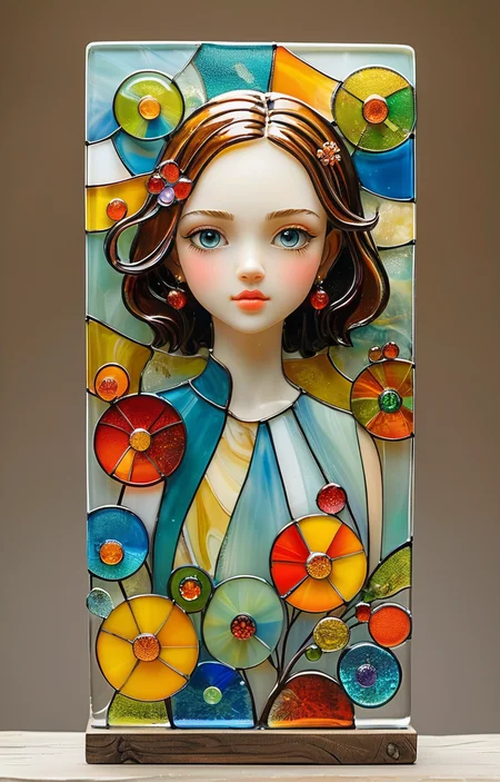 masterpiece,best quality,<lora:tbh372-sdxl:0.6>,illustration,style of Fused glass tech genius teenage girl