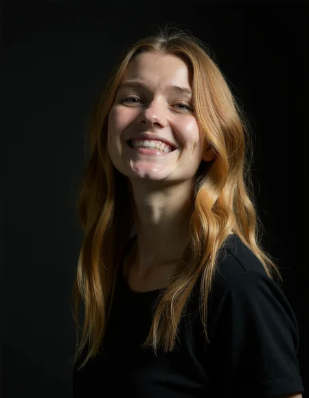 Polish woman in dark scenery <lora:- Flux1 - vanta_black_V2.0:1> vantablack <lora:sameface2:-0.59> , joyful, <lora:cultures_v2_flux:1> nordic blonde  <lora:Rembrandt Lighting style v1:1> Rembrandt Lighting style, partially covered in shadows