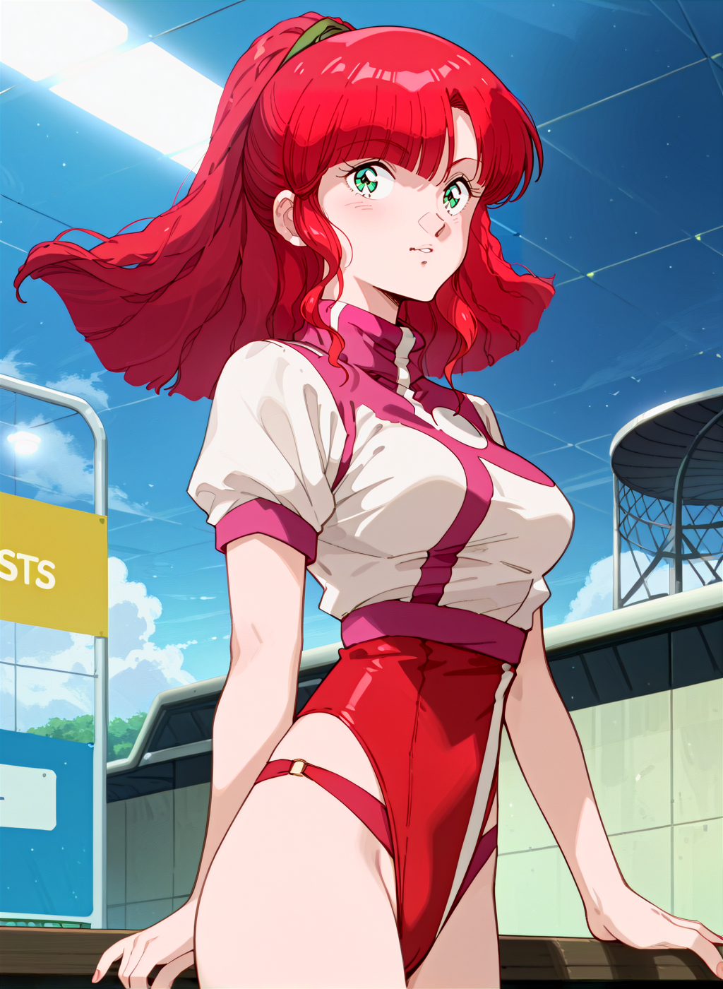 score_9,score_8_up,score_7_up,source_anime,anime,nsfw,rating_explicit,uncensored,High quality,Ultra detailed,best quality,insanely detailed,beautiful,masterpiece,perfect lighting BREAK
outdoors,<lora:jung_freud_V1:1>,(jung_freud, red hair, long hair, green eyes, medium breasts,),(red leotard,uniform,turtleneck,short sleeves),(1980s (style), retro artstyle),1girl,solo,giggling,arched_back,looking_at_viewer,