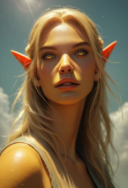 score_9, score_8_up, score_8_up, layering, ultra detailed, (ultra wide angle shot:0.65), shallow depth of field, smooth skin texture, alluring curves, tasteful sensuality, softcore, 1girl, a gorgeous high elf mage, altmer, (alien yellow skin), (alien golden skin), long blonde hair, magical elf very large yellow eyes, smiling, tall, slender, sunlight, yellow glow, fog, hazy, bright, <lora:RELSM_v1:0.55>, <lora:3th3r34lXLP:0.4> 3th3r34l, ethereal, photo, painting, light rays, in cloud, <lora:1dkXLP:0.30> 1dk, <lora:d3t41l3dXLP:0.30> d3t41l3d, <lora:EdobESO_XL_v1.0:0.95>, high elf, skyrim altmer, <lora:fantasy_world_pony:0.7>