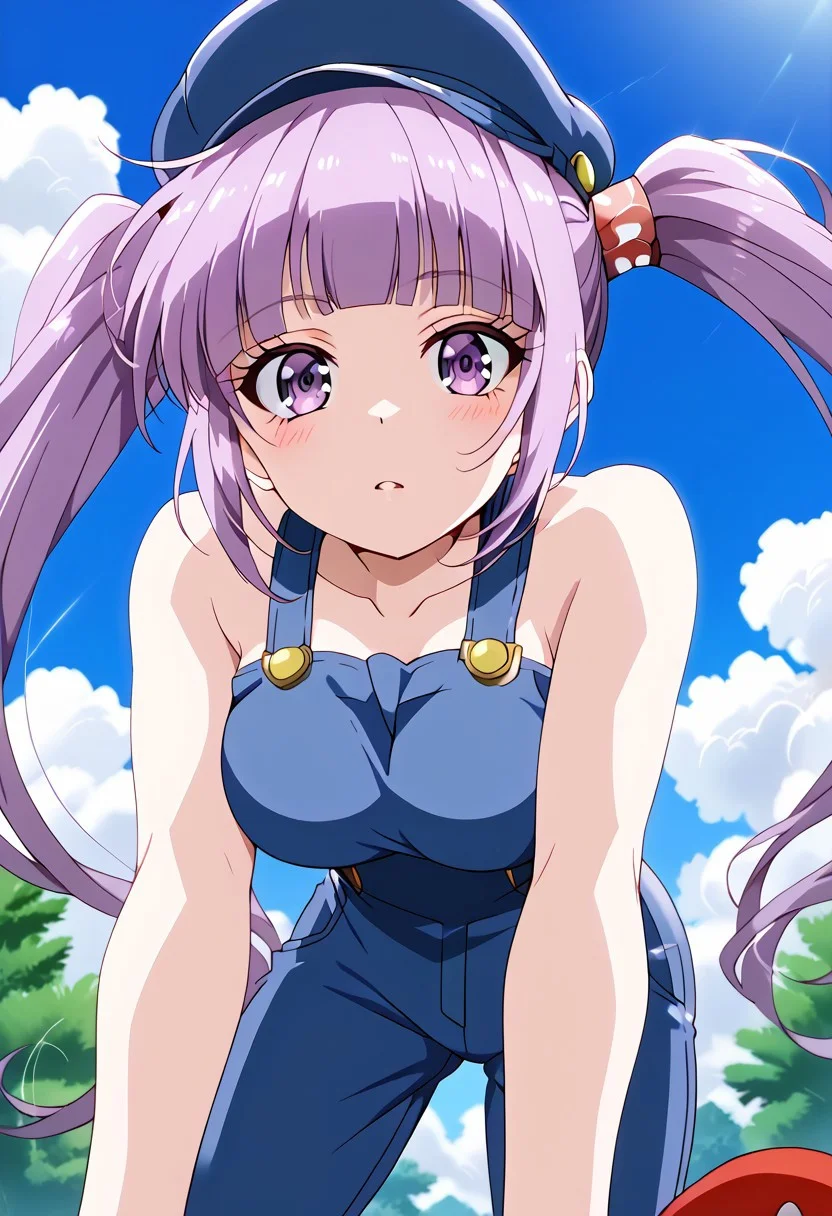 score_9, score_8_up, score_7_up, score_6_up, score_5_up, score_4_up, masterpiece, (anime coloring), (rating_safe), (anime style),
BREAK source_anime, anime, best quality, masterpiece, rating_safe, uncensored, High quality, 8k, Ultra,
<lora:AfrobullPDXLresize:0.8> afrobullstyle,
BREAK 1girl, sophiefuture, purple hair, purple eyes, very long hair, blunt bangs, sidelocks, twintails,
<lora:mario-cosplay-ponyxl-lora-nochekaiser:1>, mariocosplay, mario \(cosplay\), blue overalls, overalls,
BREAK (cowboy shot), (all fours), (from below),
(large breasts:1.2),looking at viewer,,
BREAK (Forest, lake, sunny weather,sky,daytime),
