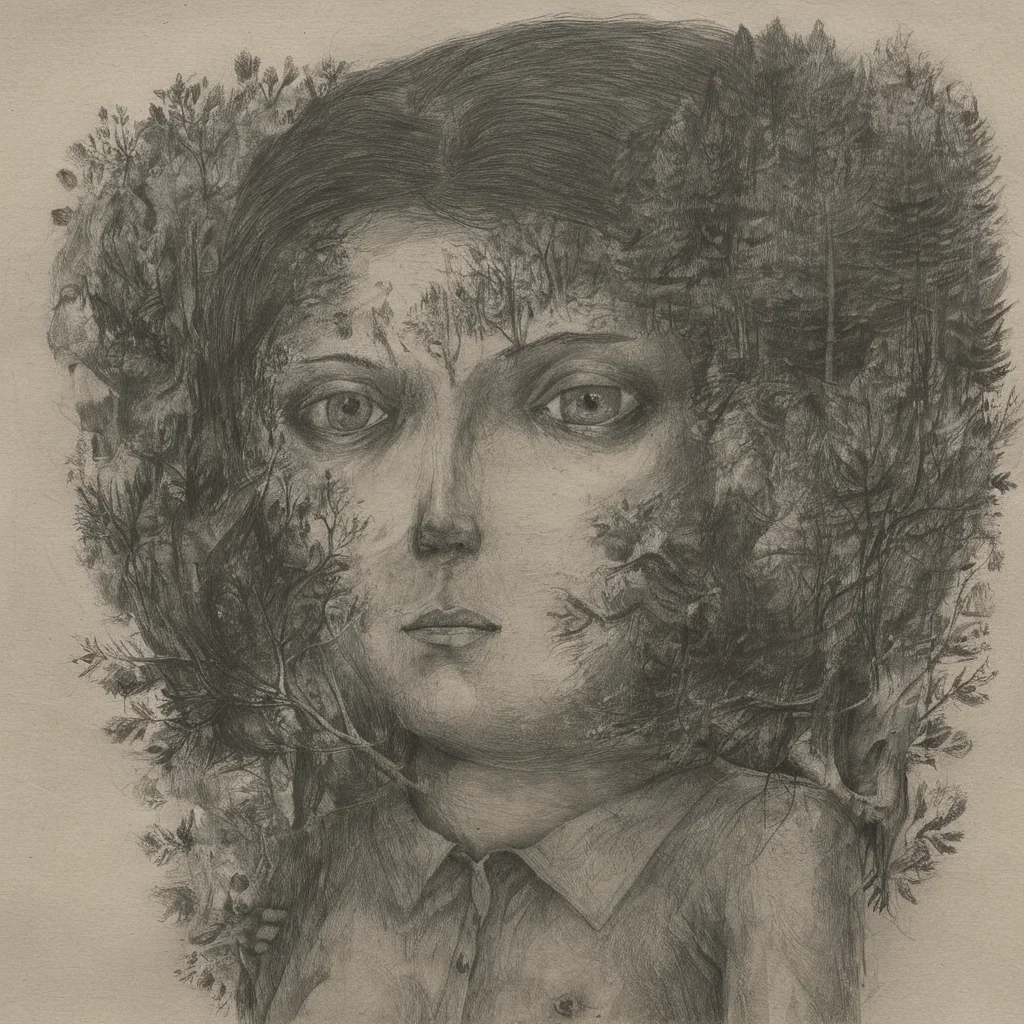 <lora:SDXL_style_by_Stefan Zsaitsits_Sa_May-V7:1> style by Stefan Zsaitsits a woman with forest