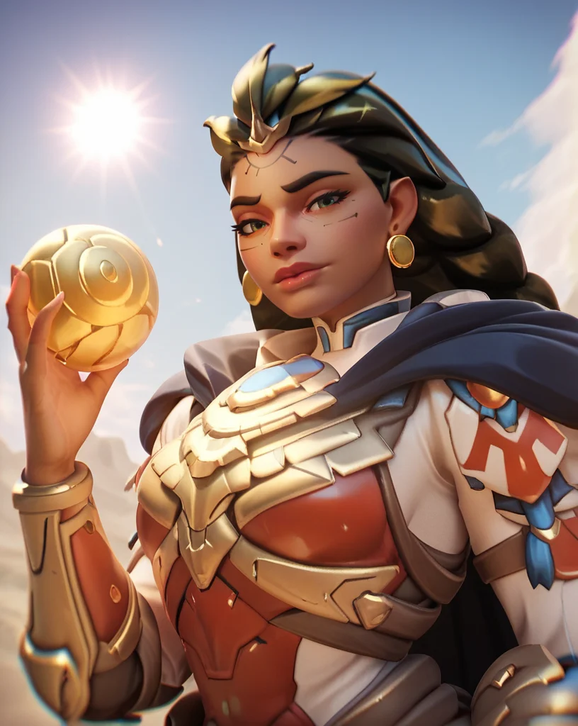 score_9, score_8_up, score_7_up, score_6_up, 1girl, 2.5d, 1girl, portrait, illari (Overwatch) <lora:illari_pony-000030:1>, incan pyramids background, armor, holding a sun in her hand