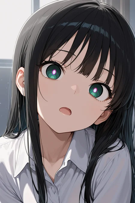 masterpiece,best quality,amazing quality, 1girl, solo, open mouth, <lora:glowing_center_white_empty_eyes_v12:1.0>, empty eyes, (white pupils:1.1), expressionless, open mouth, head tilt,