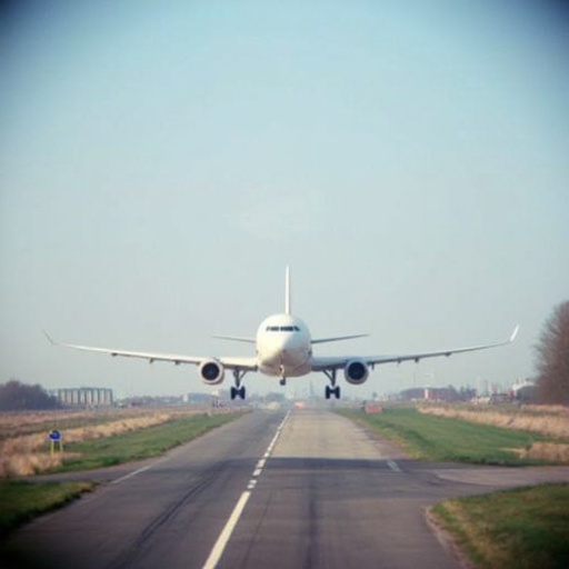 Shot with a Holga camera, a plane taking off on a runway