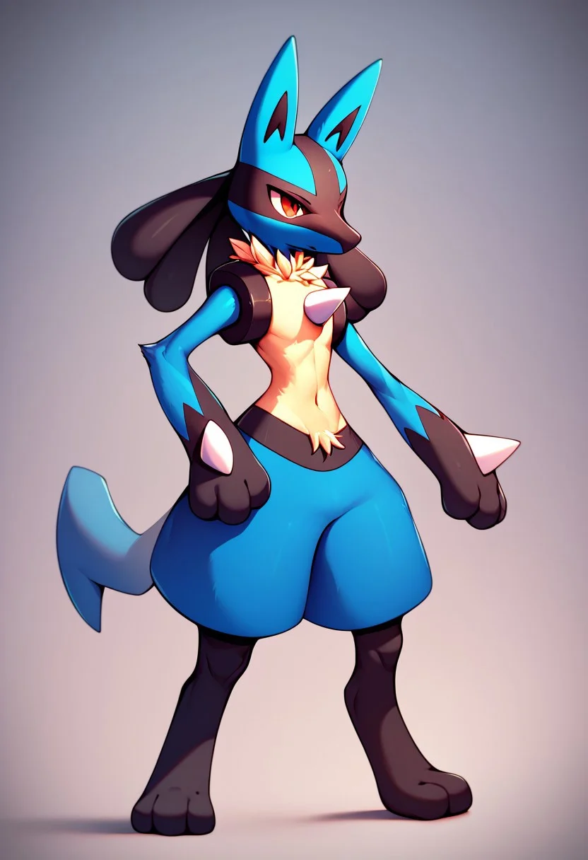 lucario, furry, pokemon (creature), 1other, standing, full body,score_9, score_8, score_7_up, score_6_up