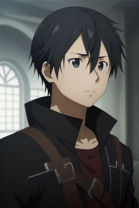 high resolution, solo, best quality, 1Boy, Kazuto Kirigaya, portraits, Black Hair, Black Eyes, guts's test, haunted place, OverallDetail