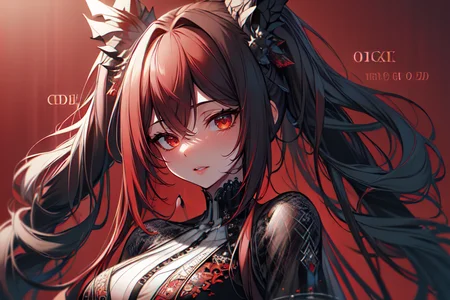 highly insanely detailed, masterpiece, top quality, best quality, highres, 4k, 8k, RAW photo, (very aesthetic, beautiful and aesthetic),
(code_style,codestyle),english text,
<lora:CodeStyle (half generic class)_564920:0.7>,
(1girl:1.3), 1other,
(pure red background,transparent background:1.2),âââ