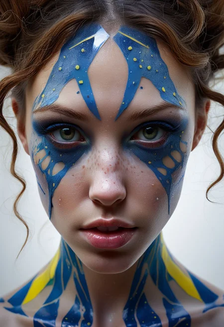 mysterious face with freckles, an exotic girl in tape clothing, fading background, alluring goddess, blacktapeprojekt, by Minjae Lee, Carne Griffiths, Emily Kell, Steve McCurry, Geoffroy Thoorens, Aaron Horkey, Jordan Grimmer, Greg Rutkowski, amazing depth, double exposure, surreal, geometric patterns, intricately detailed, bokeh, perfect balanced, deep fine borders, artistic photorealism , smooth, great masterwork by Suiras <lora:add-detail-xl:2> <lora:Double_Exposure:0.5>