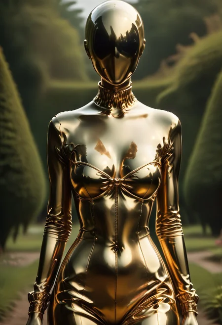 score_9, score_8_up, score_7_up, rating_safe, concept art, realistic, Fixhand.
1girl, solo, DroneFace, Mirror Face.
Gold body.