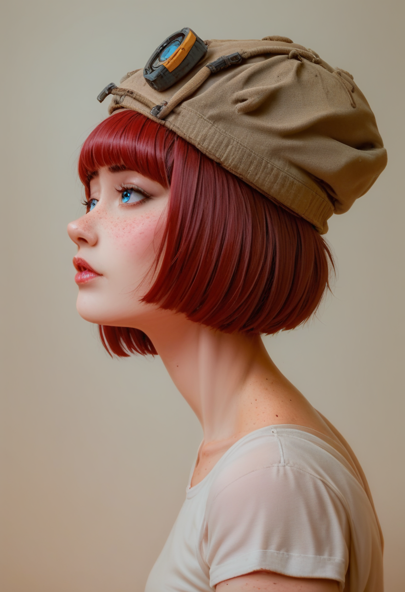 Portrait, score_9, score_8_up, score_7_up, score_6_up, score_5_up, score_4_up,
<lora:AlienorXL:0.8> AlienorXL, solo,
1girl, redhair, freckles, <lora:PerfectEyesXL:0.8> perfecteyes, blue eyes, bob cut, Magnetic lashes, Slim-fit trouser, Kanzu, Deerstalker hat,Opal jewelry, , , Pleasure expression, Walking with Hand in Pocket, Fantasy themes hand-Painted Backdrops , Chiaroscuro lighting,side view , HDR Saturation, <lora:Photo 2 Style SDXL_LoRA_Pony Diffusion V6 XL:0.8> raw, photo, realistic,