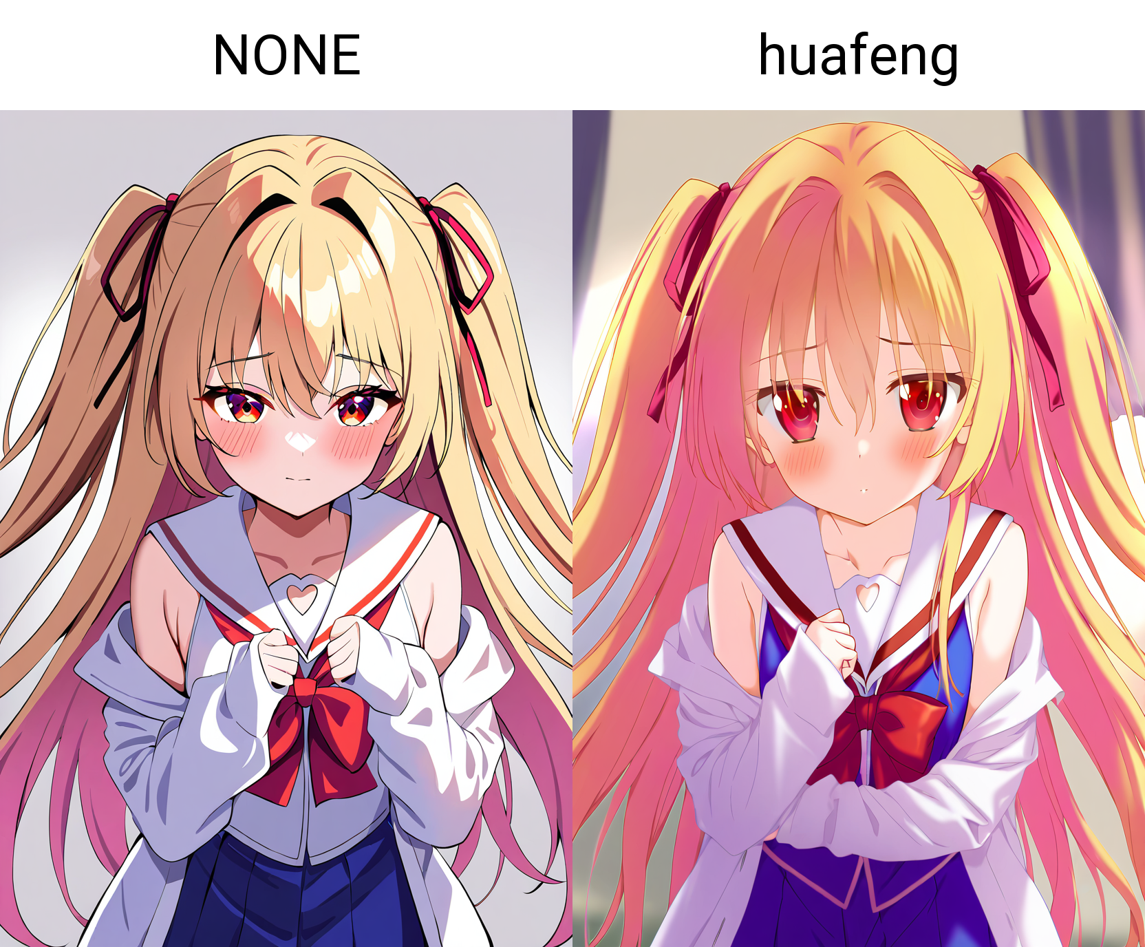 1girl,nikaidou_shinku,long hair,solo,blonde hair,red eyes,ribbon,school uniform,hair ribbon,two side up,skirt,hair intakes,looking at viewer,sleeveless,very long hair,off shoulder,bow,serafuku,
newest,absurdres,highres,masterpiece,best quality,year 2024,NONE
<lora:nikaidou_shinku_v2_Noob10:1>,