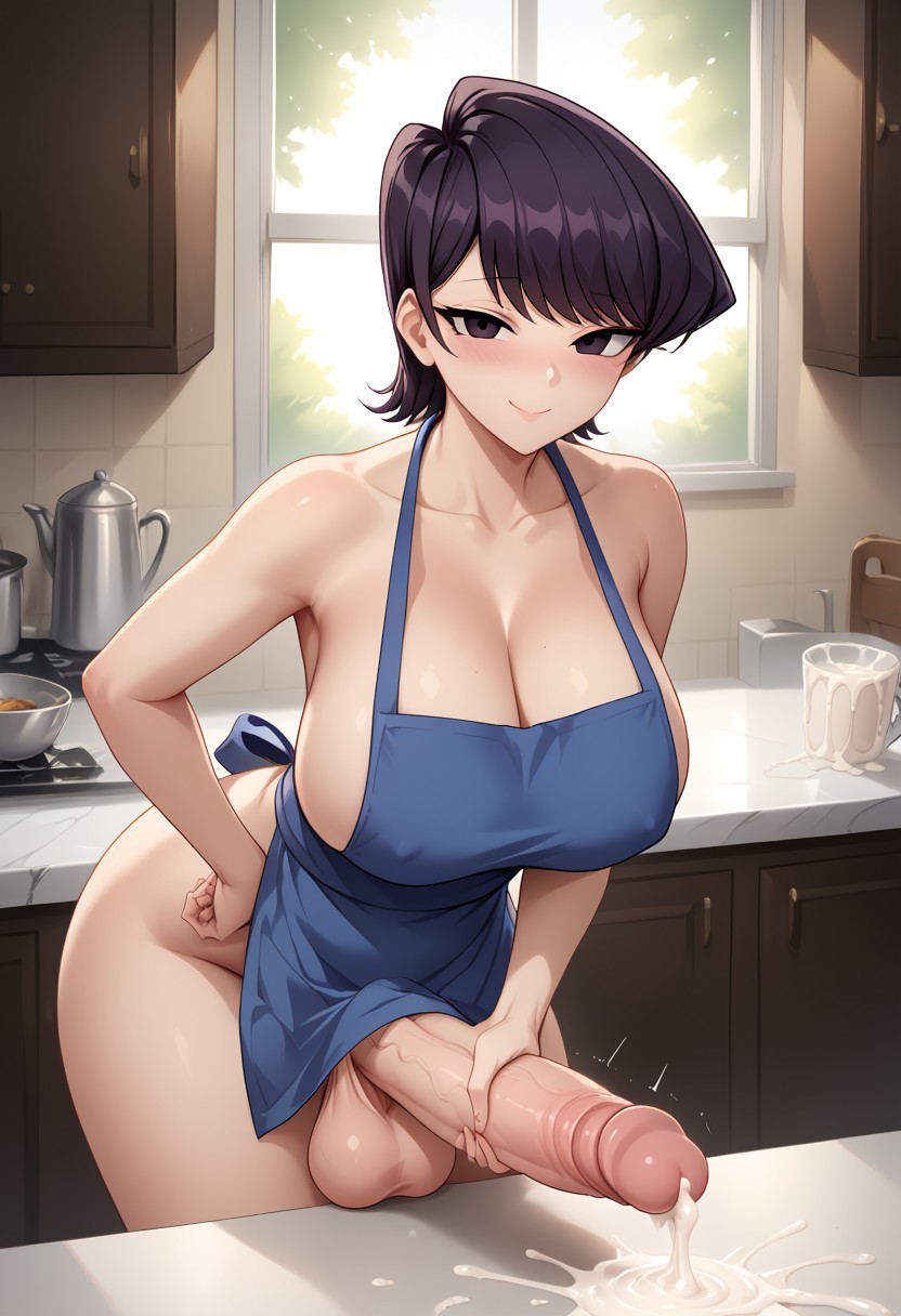 1futa apron apron only cum cum drip cum in cup cum in drink cumshot futa milf futa only futa sans pussy futanari holding penis implied cumsumption jerking large breasts large penis looking at viewer masturbating masturbation milf milf futa naked apron short hair solo solo futa,Komi shuuko,horny smile,kitchen,window, furniture,anime_source,blue apron,hyper penis, leaning forward, curvy body,cup on table,cup of coffe, closed mouth,curvy,wide hips, cumming in cup