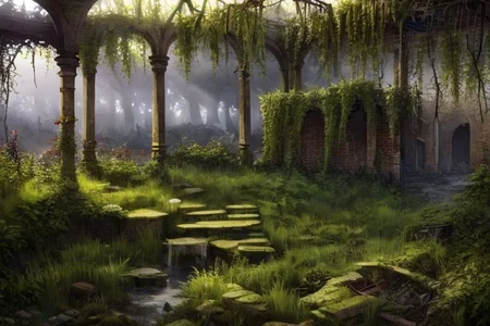(masterpiece:1.2), (best quality,:1.2), 8k, HDR, ultra detailed, ((photorealistic)), professional light, cinematic lighting, fashion photography, ambient lighting, atmospheric effects, <lora:detail_slider_v4:3>, overgrown ruins in the Wasteland,   <lora:Wasteland-10:1>, (style-rustmagic:0.2),   (Style-SwampMagic:0.2), epiCPhoto