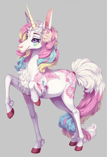 <lora:ck-LttleGhost-000011.safetensors:1> in the style of ck-lttlegh0stA lavish, high-quality plush unicorn toy with intricate design, radiant pastel colors, and luxurious textured mane and tail, exuding a sense of enchantment and playfulness.