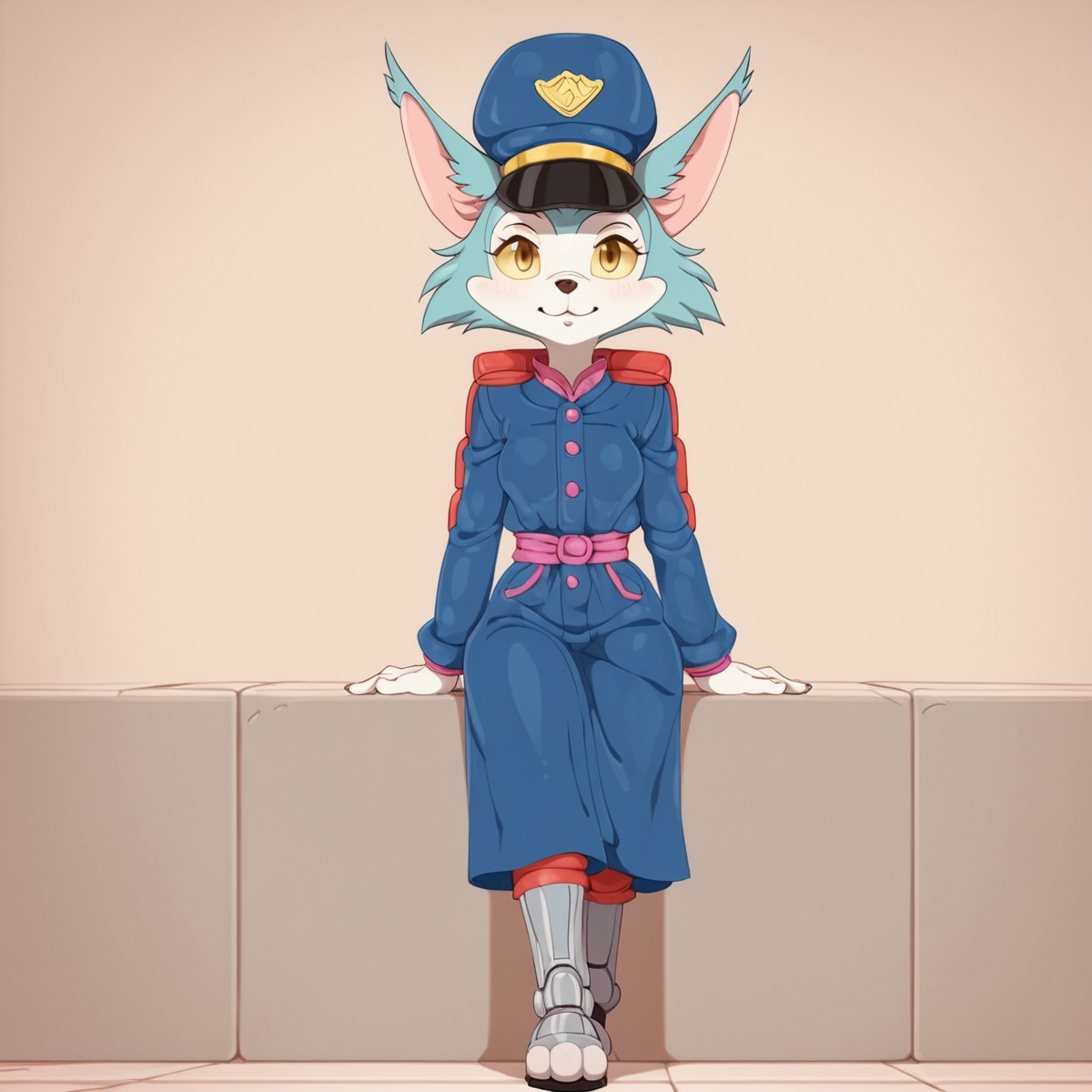 score_9,score_8,score_7,source_furry,
<solo:2.5>,
<1girl:1.5>,
carmen_patrol_03, carmen_fox, fox, fox girl, fanart, solo, sitting, hat, furry, yellow eyes, one piece swinsuit, swinsuit,legs,exposed legs, 1girl, blue headwear, cybernetics, cybernetic legs, prosthetics, robot legs, walking, deus ex, walking,blue fur,blue body, blue outfit,fox tail, tail,
( art by tenako (mugu77) ) ,,
 <lora:Carmen_Fox_Patrol_03:1> carmen_patrol_03