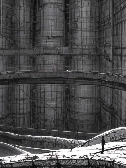 a man and a girl, (vast scenery, large cables:1.2) <lora:Blame!:1> <lora:epiNoiseoffset_v2:1>