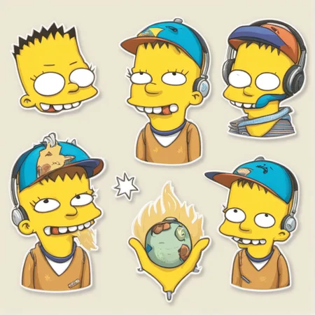 Cool Kid StickerSheet <lora:SDXL-StickerSheet-Lora:1>, Very detailed, clean, high quality, sharp image, simpstyle <lora:SDXL-simpstyle-Lora:1>, Naoto Hattori