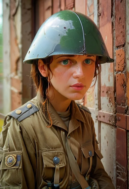 score_9, score_8_up, score_7_up, tlu, rating_safe, femboy, solo, ddr_nva, uniform, military, military uniform, helmet, camouflage,