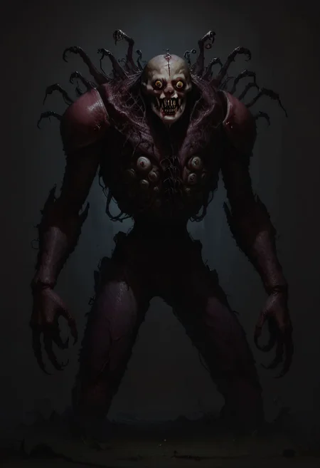 Score_9, score_8_up, score_7_up, (body horror:1.1), reptilian mutant, sewn together, reanimated, fleshmutant, scale armor, preying, stalking, flash photography in the dark, swarms, concept art, realistic, dark theme, low light, h3ll1sh, compound eyes, human limbs,
