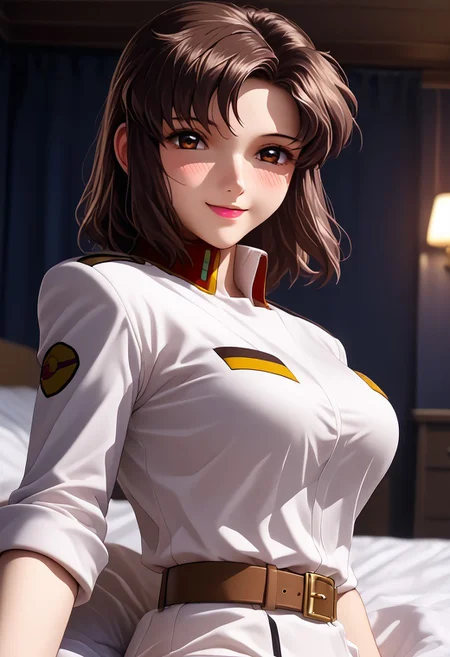 score_9,score_8_up,score_7_up,source_anime,
1girl, solo, murrue ramius, murrue,
brown hair
white uniform, white skirt, pantyhose, belt,
breasts, large breasts,
looking at viewer, smile, blush,
nebakku, lying, 1girl, sex, 1boy, sex,
indoors, bedroom, dorm, bed, dark background, bokeh, volumetric,