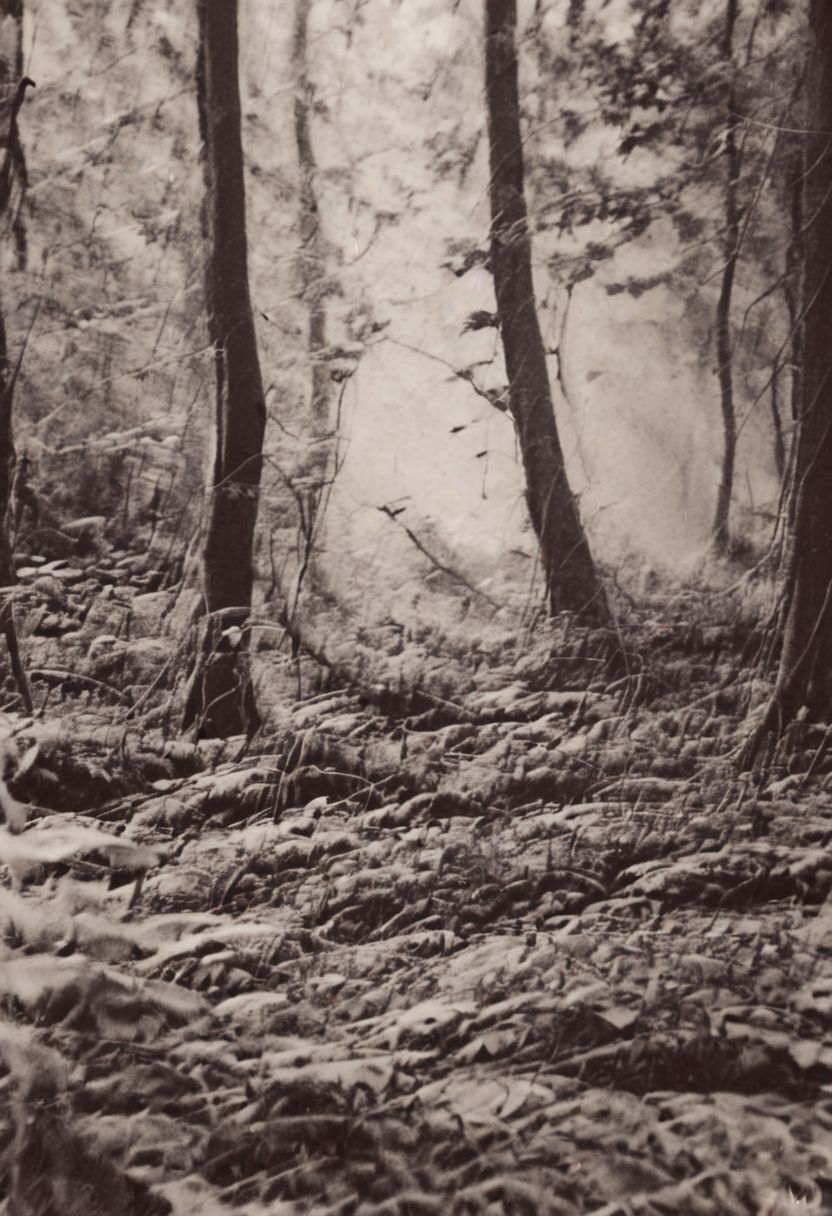 AgfaBroviraSpeedBS310RC2, instagram photo, a foggy forrest, hard shadows, film grain