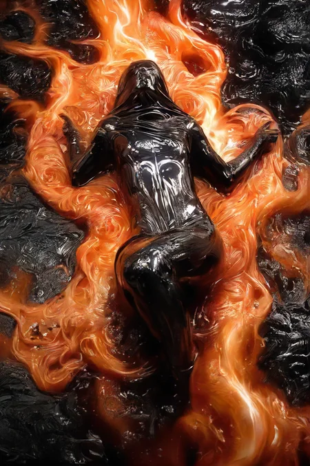 that transparent longing for distance reflecting a translucent soul soothing in fantasy of unfathomable beauty morphing covered in wet fire, detailed background, perfect composition, intricate, 8k,  <lora:- SDXL - covered_in_stuff_V1.0:.8>