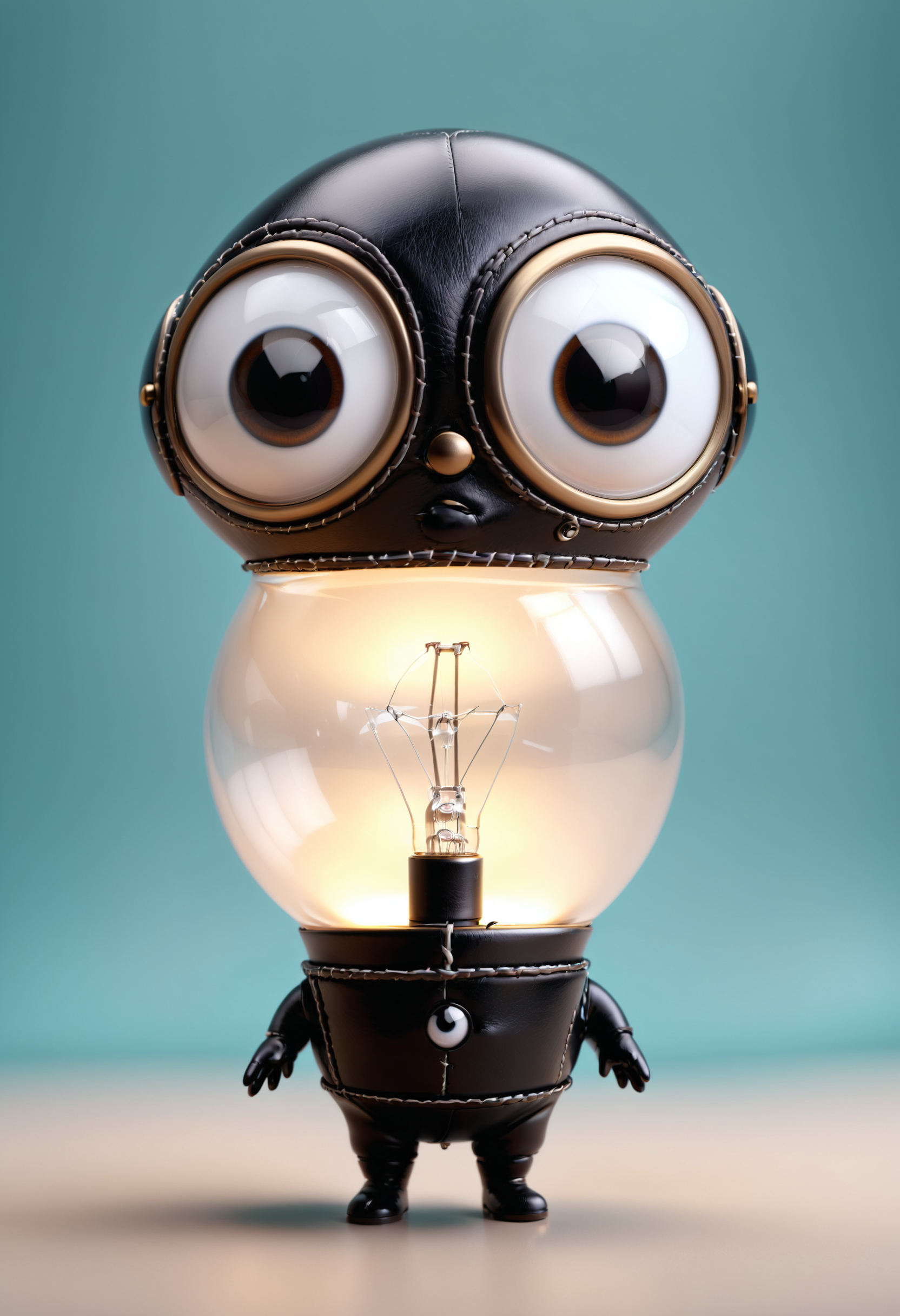 a lightbulb with eyes, hands on waist, closeup cute and adorable, cute big circular reflective eyes, Pixar render
<lora:dvr-lthr:1> dvr-lthr
