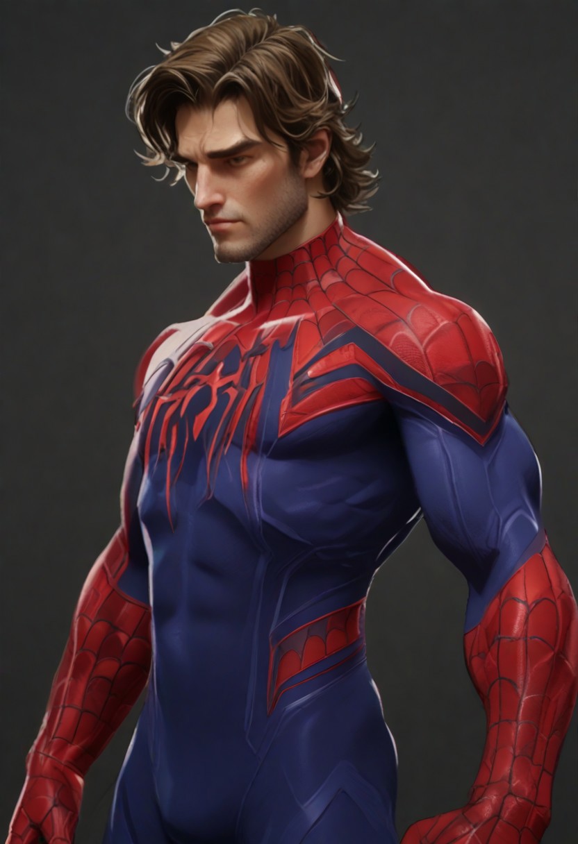 Brown hair
Unmasked spider-man
Torso upper body
Broad shoulders
Fit body
Tall long torso 
 bodysuit, default unmasked, default, muscular, pectorals, skin tight, red bodysuit, blue bodysuit,  hair
Steve rogers
Comic
Ass
Beard facial hair 
Comic
Cosmic