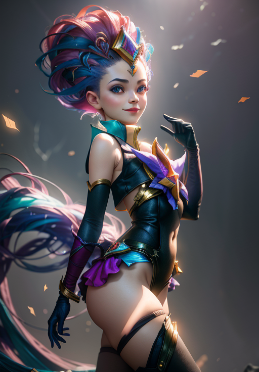 <lora:star_guardian_Zoe:0.8>, star_guardian_Zoe, solo, smile,, (magical, magnificent, masterpiece:1.3), (trending on CGSociety, trending on pixiv, contest winner:1.3)