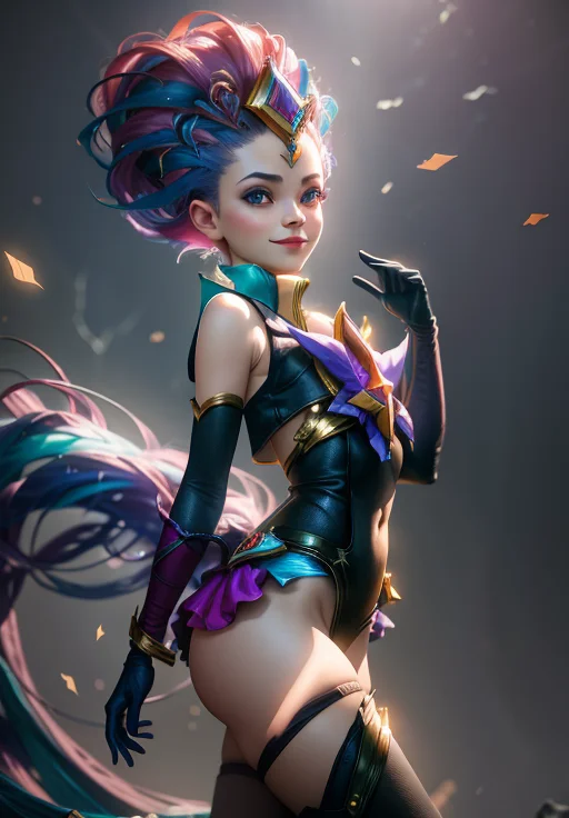<lora:star_guardian_Zoe:0.8>, star_guardian_Zoe, solo, smile,, (magical, magnificent, masterpiece:1.3), (trending on CGSociety, trending on pixiv, contest winner:1.3)