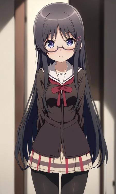 masterpiece, best quality, by ogipote, BREAK
solo, endourino, medium breasts, narrow waist, wide hips, 
school uniform, pantyhose, 
looking at viewer, light smile, standing, 
<lora:EndouRino_XL:1>