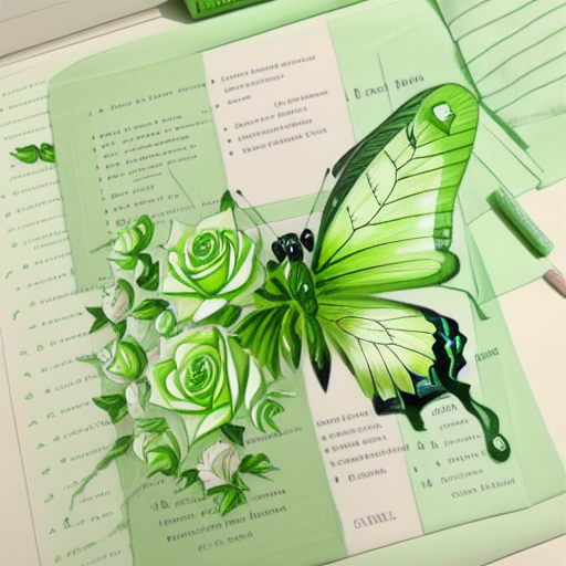 butterflyRose, rose, drawing, green, black, paper background,