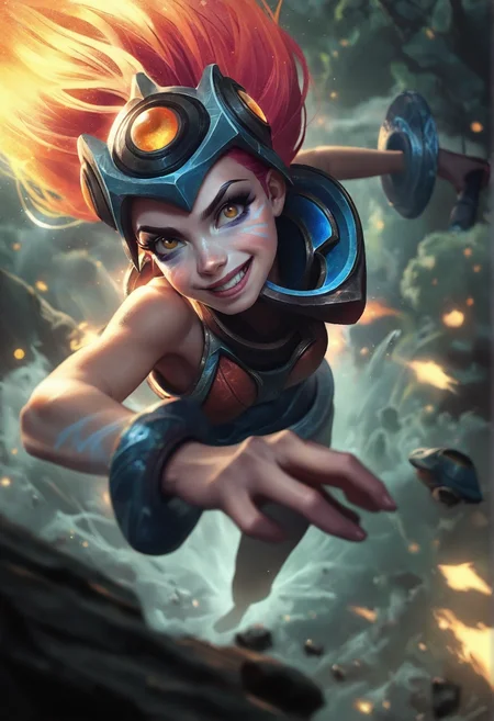 photorealistic, real aesthetic, masterpiece, high quality, Zoe, (League of Legends), action shot, outerspace background, shallow depth of field, detailed background, dynamic angle, volumetric lighting, high resolution