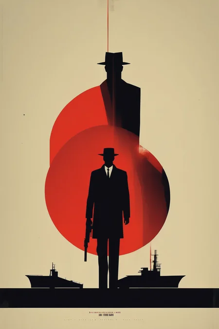 <lora:Olly Moss Style:1>Olly Moss Style - abstract minimalist poster for French noir movie about a hitman who lives in a shipyard