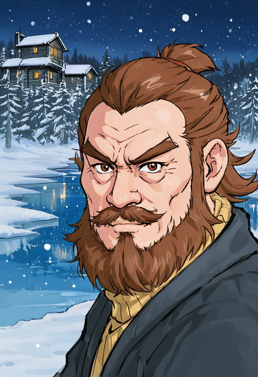 1boy, night, (close-up:1.75), looking at viewer, light smile,
skyscraper, city, male focus,
BREAK
<lora:Ximen_Hao_from_Shenbingxiaojiang_v1.0:1>
ximenhao, mature male, brown hair, brown eyes, thick mustache, beard, long sideburns, thick eyebrows,
BREAK
sweater, <lora:Ink_wash_painting_style_v1.5:1> winter, indoors, snow, window, cabin, forest, frozen lake, 
BREAK
very awa, masterpiece, best quality, absurdres, newest, perfect quality, detailed background, intricate details,