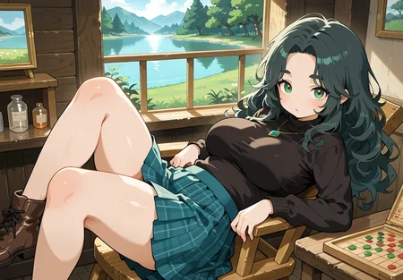 PonyScores7, source_anime, ah1, <lora:natsumi_style:0.5>, <lora:by_usakun-pony:0.4> by usakun, <lora:Akina_Bbw_Style_-_PonyXL:0.2> AkinBw
BREAK 1girl, (curly hair), long hair, (black hair:1.5), mature female, (parted hair:1.7), (round face:1.2), (thick eyebrows:1.2), (curvy), round-chin, (greenish brown eyes:1.4), (colorful eyes), (multicolored eyes), caucasian, (downturned eyes:1.2), (plump face), messy hair, <lora:Round_face:0.1>, <lora:ETO_OCPonyXL:0.5> eto_oc, skindentation, (plump:1.1), thick thighs, wide hips, busty, voluptuous, kinky curls, lips, <lora:venus body PonyXL:0.4>, (Ecstatic), (sitting on a stool, one leg draped over the side, leaning back with arms resting behind), (Lakeside Cabin, Tranquil retreat with a stone fireplace, a worn leather sofa facing a large picture window overlooking the lake, a wooden rocking chair with a hand-knit blanket draped over it, a shelf filled with board games, a pile of firewood stacked neatly beside the hearth), looking at viewer, (ultramarine blue plaid skirt, black turtleneck, ankle boots)
BREAK <lora:xl_more_art-full_v1:0.2>, <lora:shinyskin2:0.2> glistening skin, <lora:aesthetic_anime_v1s:0.2>, <lora:Expressive_H:0.2> Expressiveh, <lora:hairdetailpxl:0.2> hairdetailpxl, <lora:EpicF4nta5yXL:0.2>, <lora:detailxl:0.2> detailxl, <lora:Fant5yP0ny:0.2>, best quality, amazing quality, best aesthetic, absurdres, <lora:expressive eyes:0.2> expressive eyes, <lora:eyedetailpxl:0.2> eyedetailpxl, illustration, Volumetric_Lighting, ultra-detailed, very aesthetic, intricate details, 8k, masterpiece, best_quality
BREAK (Aerial view medium Close shot, focus on chest)
BREAK <lora:Eyes_High_Definition:0.3> EyesHD, Stable_Yogis_PDXL_Positives, AS-Adult, <lora:Complicated fantasy portrait - XL Pony V2.0:0.4>, bad-hands-5, <lora:HDA_Detailer:0.2>, HDA_FatGirlXL,