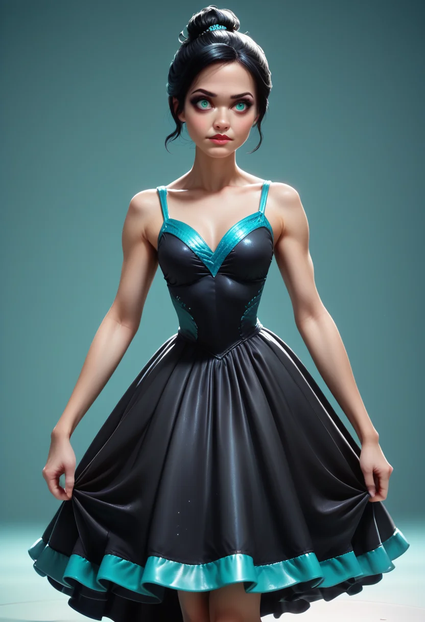 score_9, score_8_up, score_7_up,
1girl, solo, cowboy shot, figure skating dress, black dress, aqua accents, ice skating,
<lora:Dark_Svetlana_Pony_v0.1:0.5> d4rksv3tl4n4, aqua eyes, black hair, single bun hair,