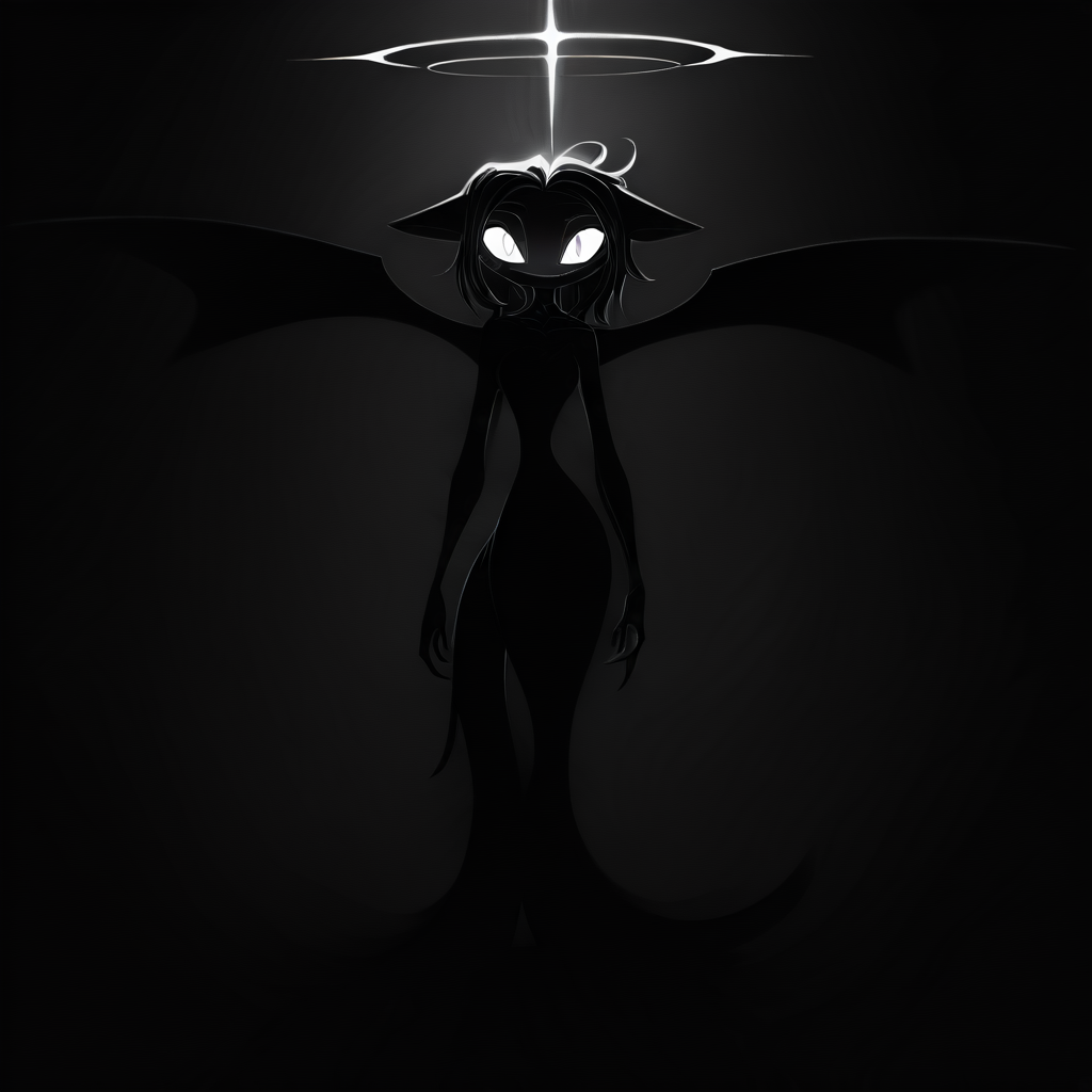 wisp,
1girl, long flowing tail, elegant bat-like wings, glowing eyes, slender and graceful silhouette, soft glowing aura, mysterious smile, windblown hair, twilight setting, otherworldly beauty.,
masterpiece, best quality, amazing quality, very aesthetic, absurdres,  newest, 
epic detailed backround (volumetric lighting), 
 ,<lora:wisp_illustrious:1>,