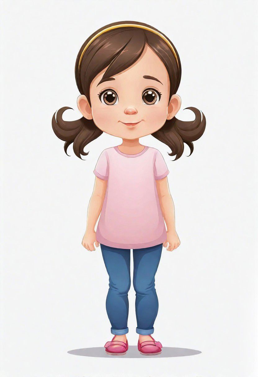 girl, small, very cute, arms to the sides, full length, looking at the viewer, no shading, white background
cartoon, negative space accent style, free png vector design,