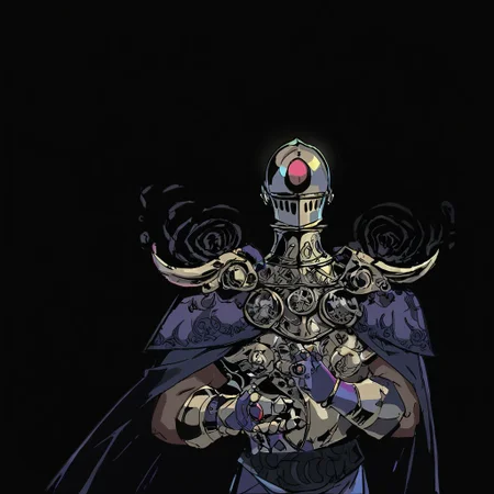 score_9, score_8_up, score_7_up, knight, wearing armor, genderless, w cloak, intricate patterns, gloves, enigmatic presence, dark background, illustrated, comic style, high contrast, vibrant colors, black background