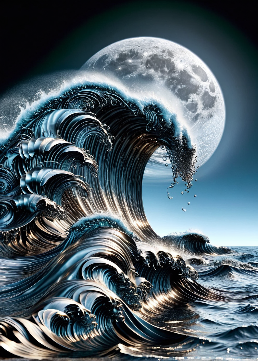 a ais-sldr wave crashing down on the oceam, with moon in the sky reflecting off the ocean <lora:ais-sldr-sdxl:1>