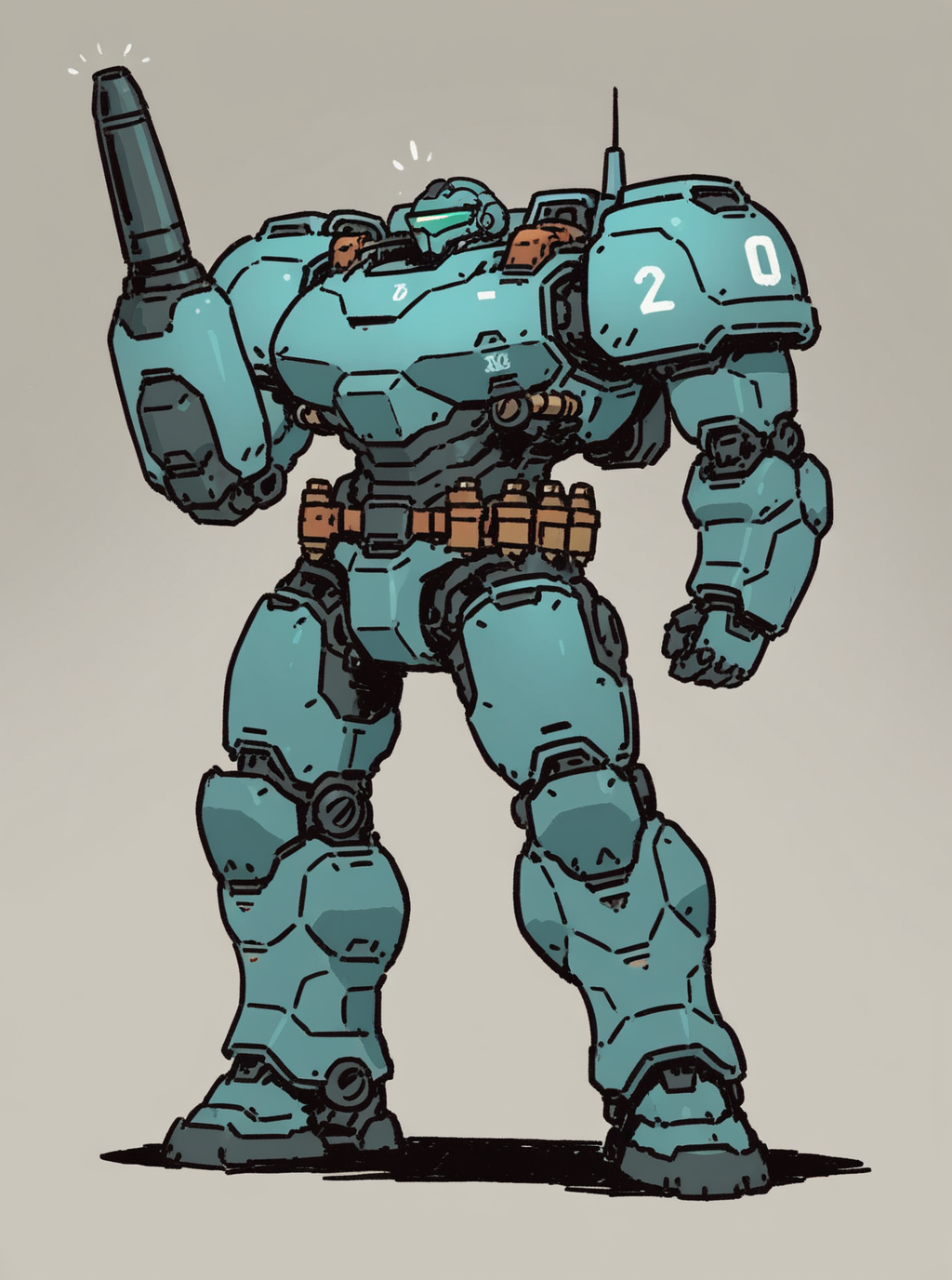 sref442161672,overdesigned heavy armored mecha, big shoulders, arm cannon, energy gun, cartridge belt, visor <lora:sxz-sref442161672:1>