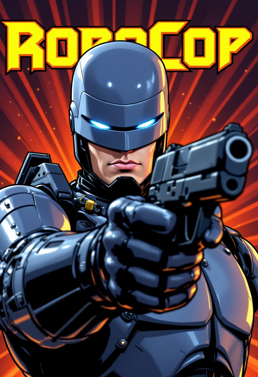<lora:PCB_Image_Enhancer_for_FLUX:1>
Cartoon image of Robocop aiming a pistol at the viewer.